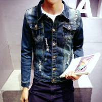 吉普战车JIPUZHANCHE冬季新款男士加绒牛仔服男夹克韩版帅气印花百搭男士牛仔衣中青年潮流大码男装保暖厚款外套