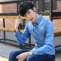 秋冬新款男士长袖棉质衬衫中青年男式商务休闲时尚印花百搭寸衫打底衫衬衣男士外套男装衣服吉普战车JIPUZHANCHE