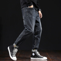 吉普战车(JIPUZHANCHE)2021秋冬新款男士牛仔裤日系哈伦直筒潮流时尚宽松百搭哈伦裤长裤-1
