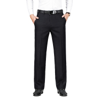 吉普战车2021年秋季新款男装高腰深裆商务男士西裤中老年宽松直筒男士休闲裤男裤免烫爸爸装加大码胖子大号长裤-1