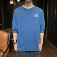 吉普战车2021年秋季新款弹力全棉T恤男中青年圆领套头男士T恤长袖时尚印花中国体恤男士打底衫男士t恤男大码男装潮牌衣服