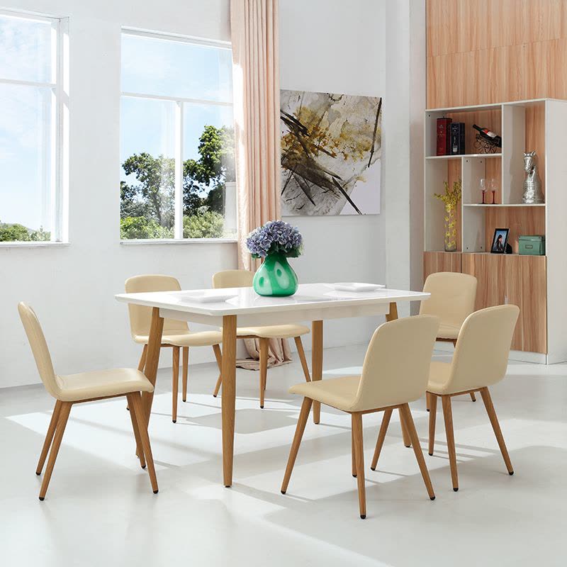 索菲亚 简约现代 斯莫餐桌椅 餐厅餐桌椅组合 餐桌+4个餐椅图片