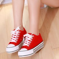 羽陌伦诗春季新款女式休闲鞋厚底学生写松糕跟内增高帆布鞋H001