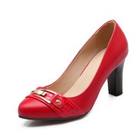 羽陌伦诗 简约韩版浅口女鞋粗跟百搭时尚OL单鞋 Z129