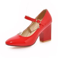 羽陌伦诗 简约方头扣带女鞋淑女粗跟百搭单鞋 Z212