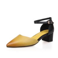 羽陌伦诗 新款春季粗中跟鞋女扣带OL单鞋 Z303