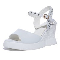 羽陌伦诗 夏季新款坡跟凉鞋高跟纯色防水台单鞋 Z304