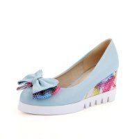 羽陌伦诗 春季新款坡跟单鞋甜美蝴蝶结女鞋 Z341