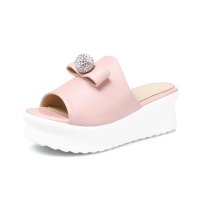 羽陌伦诗 2016新品凉拖鞋高跟防水台女鞋欧美一字型松糕底时尚女凉鞋 Z359