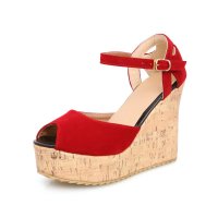 羽陌伦诗 2016新款坡跟凉鞋真皮时尚女鞋夏女士凉鞋高跟鞋 Z363