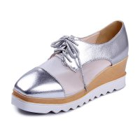 羽陌伦诗夏韩版凉鞋女学生坡跟包头高跟厚底松糕鞋网纱透气女鞋平底细带方头女士休闲鞋子女H078