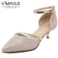 羽陌伦诗夏凉鞋女包头细跟中跟鞋尖头单鞋高跟鞋女学生鞋H108