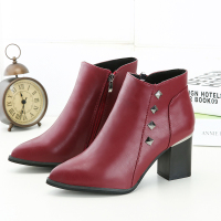 2016秋冬新款短靴女裸靴铆钉马丁靴短筒侧拉链h181