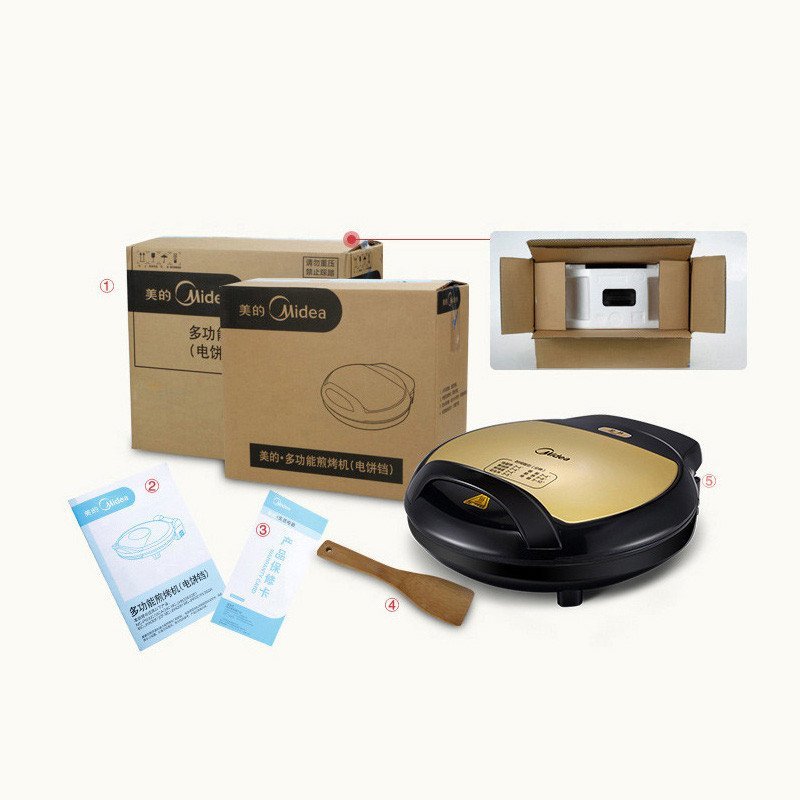 美的(Midea)电饼铛 JHN302W 双面悬浮蛋糕煎烤机 正品