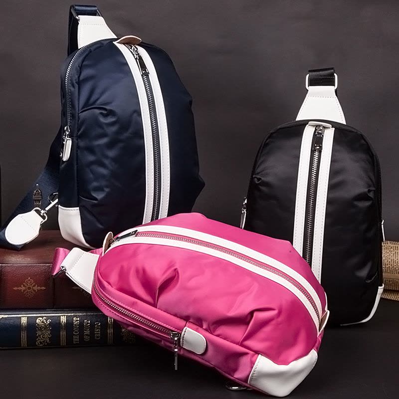 琦格尔男女通用单肩斜跨胸腰包 时尚新款休闲潮背包包帆布 运动背包旅行包手机包图片