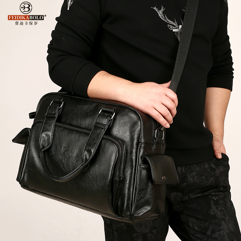 费迪卡保罗男士时尚旅行包单肩斜挎包运动休闲包大容量背包出差公文包软皮