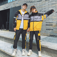 蒙洛里克2023男士新款帅气韩式原宿风拼接工装夹克秋季运动套装85222