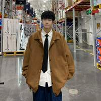 蒙洛里克2023秋装新款麂皮绒翻领夹克男宽松休闲百搭男士时尚百搭外套MYJ22-721