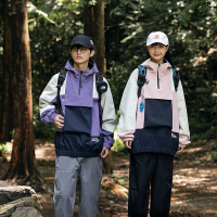 蒙洛里克春秋季拼色单层防风防水冲锋衣男女款薄款旅游登山服情侣夹克MYJ23-750