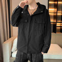 蒙洛里克衬衫式夹克外套男美式休闲高级感连帽2023春秋新款开衫工装衣服潮MYJ23-762