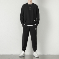 蒙洛里克2023套装男长袖t恤潮流秋冬款休闲青少年透气卫衣青年TZ811华夫格