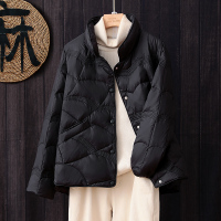 蒙洛里克小个子短款羽绒服女2023年新款立领轻薄款时尚白鸭绒祥云图外套潮N303