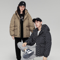 蒙洛里克情侣羽绒服男女短款加厚潮牌字母洋基队老花满印品牌冬季外套DR1027