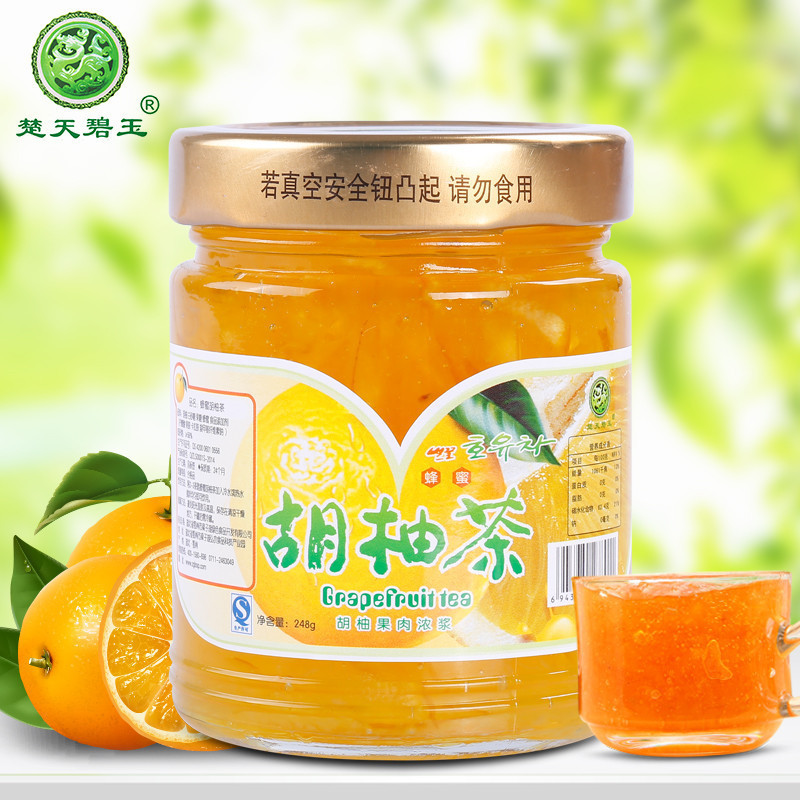 【中华特色】华容馆 楚天碧玉 蜂蜜胡柚茶柚子茶248g瓶装 水果茶冲饮品