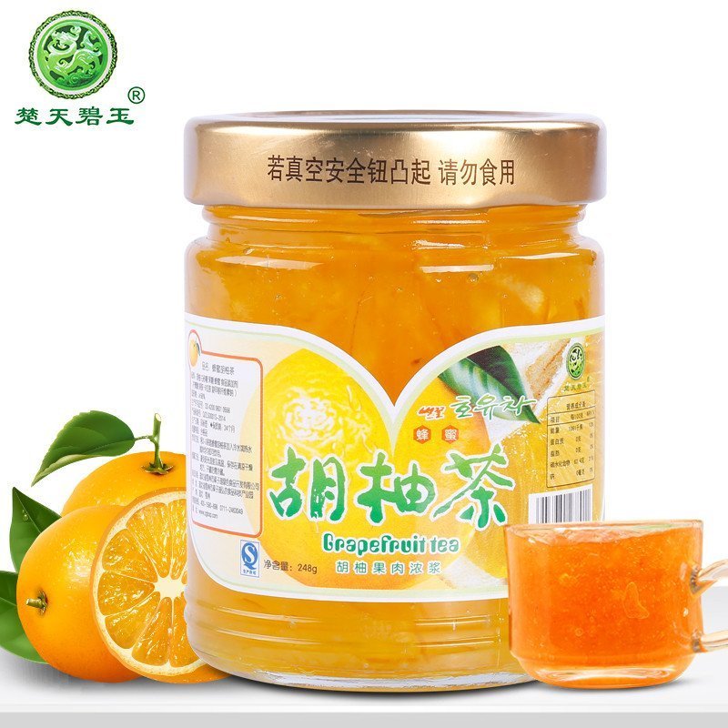 【中华特色】华容馆 楚天碧玉 蜂蜜胡柚茶柚子茶248g瓶装 水果茶冲饮品