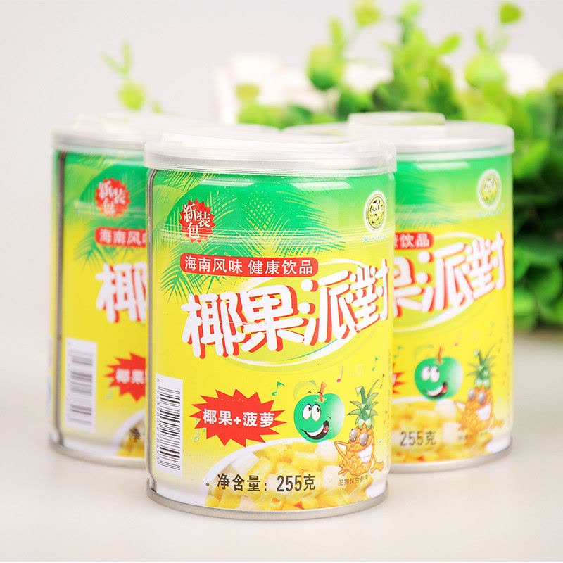 【中华特色】华容馆 楚天碧玉椰果派对255g*12罐 椰果+菠萝果肉饮料 水果罐头图片