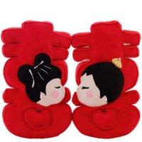 顽乐主义 毛绒玩具靠垫 双喜字靠枕抱枕 婚庆礼品结婚礼物压床娃娃大号一对 普通款一对