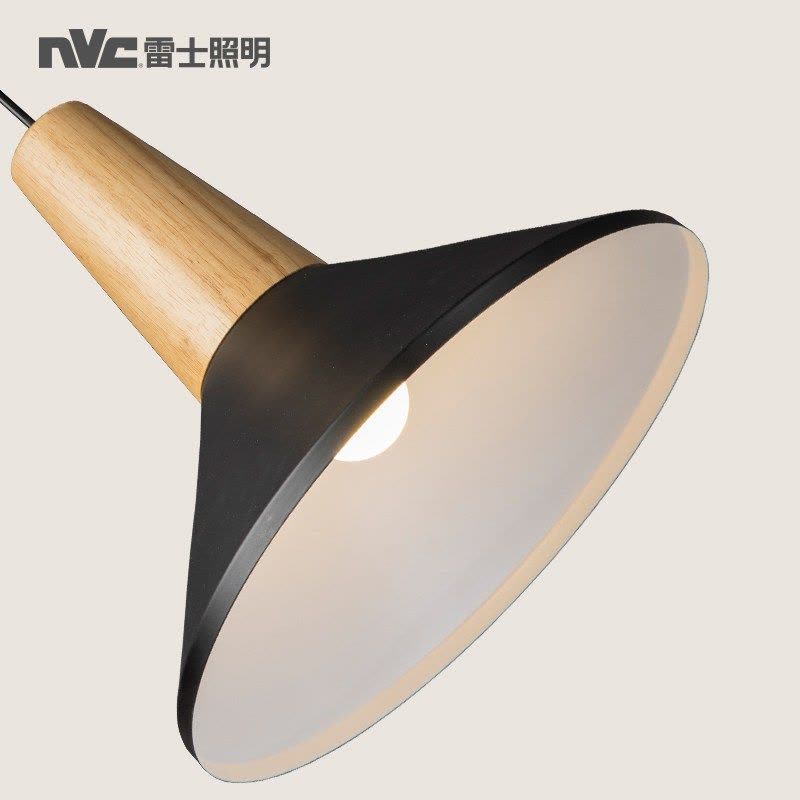 雷士照明NVC 家用简约现代北欧led餐厅灯具 单头吊灯 简约现代卧室客厅吧台吊线灯创意后现代木艺铁艺拼接 餐厅灯图片