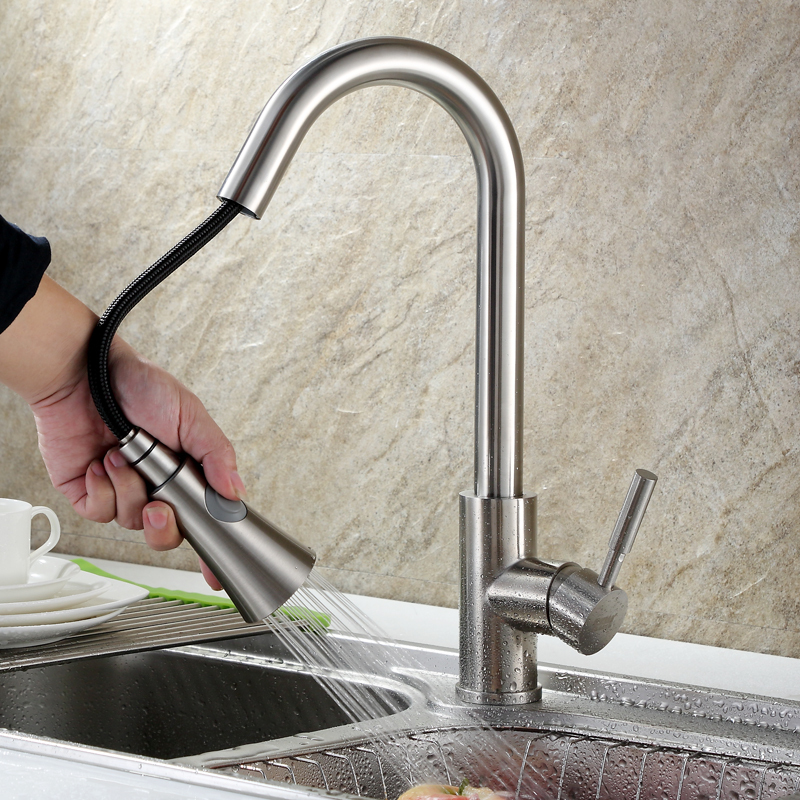 洁冠(jieguan)龙头c000089 洁冠 jieguan 304不锈钢厨房水龙头 抽拉龙