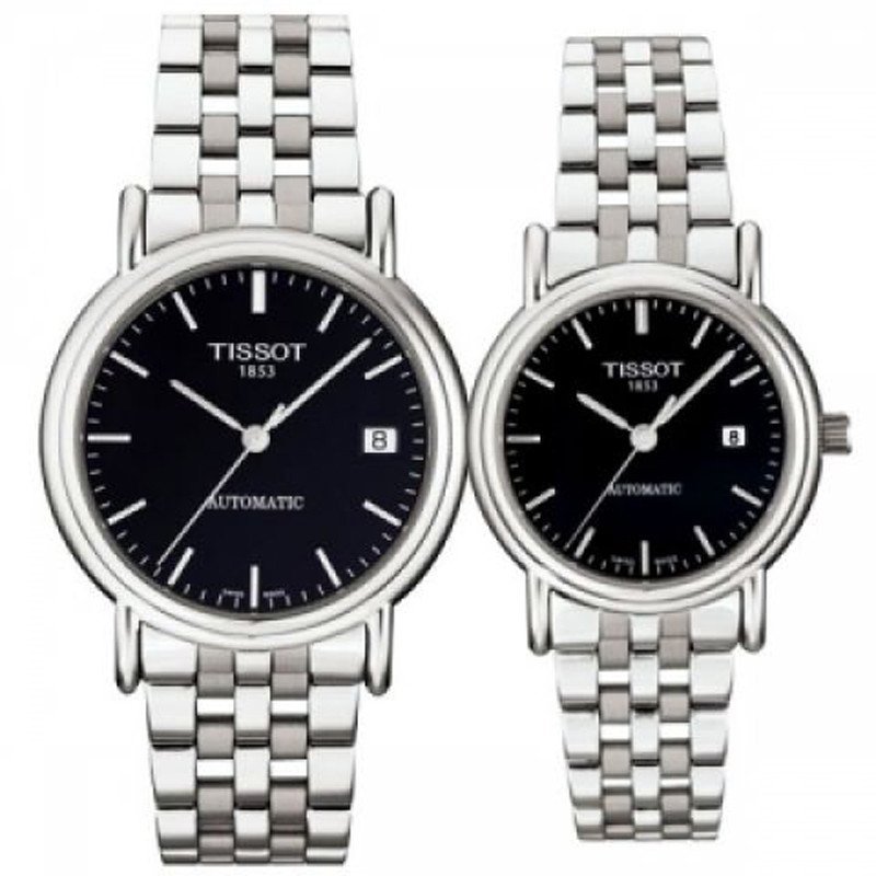 天梭(TISSOT)卡森系列正装黑色自动机械情侣表T95.1.483.51+T95.1.183.51两只装