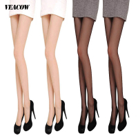 VEACOW [2条装]女士薄款尼龙连裤袜脚尖加固 显瘦无痕时尚诱惑丝袜