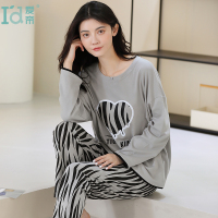 爱帝2023年新款睡衣女秋季长袖宽松休闲春秋可外穿家居服套装