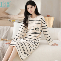 爱帝睡裙秋季女款长袖春秋款2023新款居家睡衣女士甜美感家居服可外穿