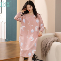 爱帝睡裙春秋季女款长袖春秋款2023新款睡衣女士甜美感家居服可外穿