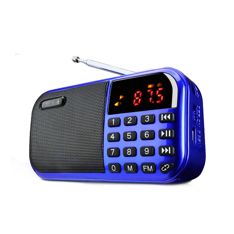 收音机mp3老人迷你小音响插卡小音箱便携式播放器随身听升级版蓝色
