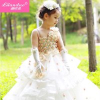 丽兰朵 儿童长款拖尾礼服 花童公主裙女童演出六一公主裙