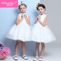 丽兰朵儿童公主裙春夏花童礼服婚纱裙蓬蓬裙六一表演出连衣裙翻领