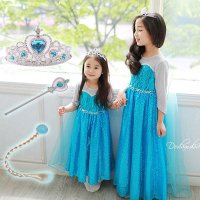 童装冰雪奇缘女童连衣裙 爱莎公主裙节日礼服长裙披风童纱裙