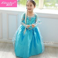 丽兰朵童装冰雪奇缘女童连衣裙爱莎公主裙礼服长裙披风童纱裙