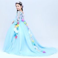 新款花仙子拖尾礼服花童结婚宴会晚礼服儿童公主裙万圣节礼服