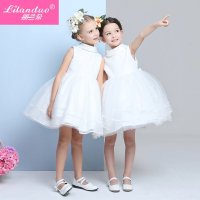 丽兰朵儿童公主裙春夏花童礼服婚纱裙蓬蓬裙六一演出连衣裙翻领