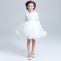 儿童礼服花童礼服公主裙女童婚纱秋冬长袖花边礼服演出服