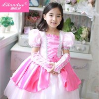 丽兰朵儿童童话公主粉色白雪公主裙女童礼服裙宫廷公主裙蓬蓬裙