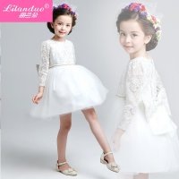 秋冬长袖花童礼服 儿童公主裙 女童蓬蓬裙连衣裙纱裙