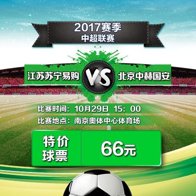 66元（9、17、92、107区）2017赛季中超联赛江苏苏宁易购VS北京中赫国安单场主场足球票-苏宁体育俱乐部票务