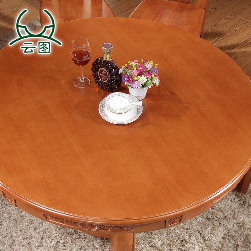 云图家具 大圆桌餐桌中式餐桌圆形餐桌椅组合8人套装大圆形饭桌图片